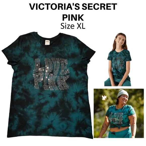 T-shirt Victoria's Secret Col Rose Tie Dye - Taille Plus - Neuf Avec étiquettes - Manches Courtes
